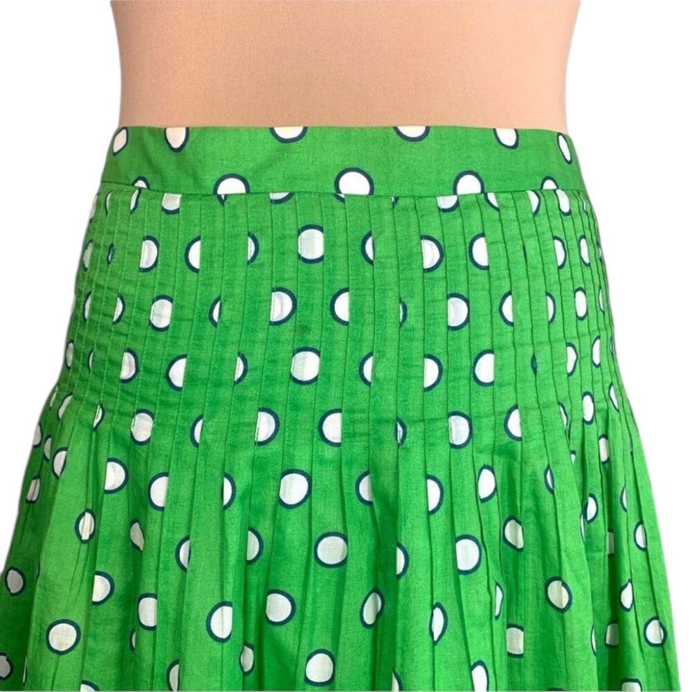 J Crew Green Polka Dot Flowing Midi Skirt Petite Cotton A Line Retro Preppy - Picture 6 of 10
